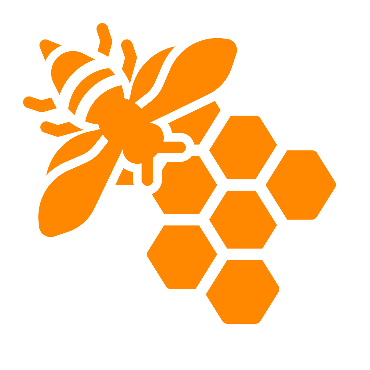 Orange bee on a honeycomb